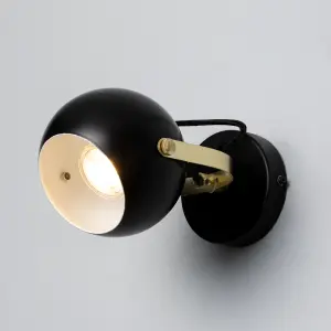 Litecraft Eyeball 1 Light Matte Black Adjustable Wall Light