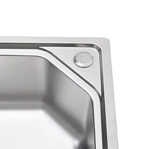 Single Bowl Inset Stainless Steel Catering Kitchen Sink with Drainer 60cm W x 45cm D