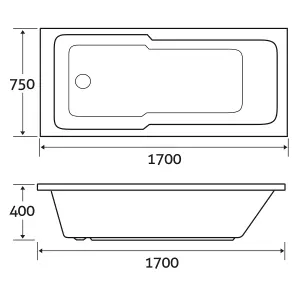 Jonas White Acrylic Shower Bath (L)1700mm (W)750mm