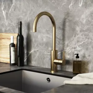 GoodHome Zanthe Brass effect Kitchen Side lever Tap