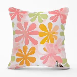 Yellow And Pink Flowers Cushions 45cm x 45cm