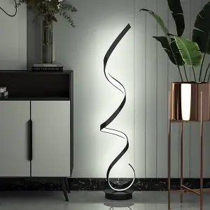 Black Contemporary LED Spiral Floor Lamp Floor Light in White Light Height 131CM