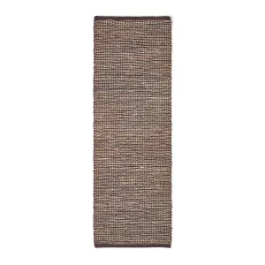 Homescapes Madras Leather Hemp Rug Brown, 66 x 200 cm