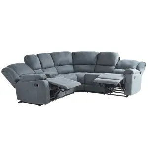 Corner Sofa ROKKE Grey Fabric Left Hand