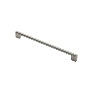 Round Bar Pull Handle 360 x 14mm 320mm Fixing Centres Satin Nickel & Steel