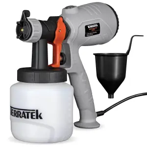 Terratek Electric Paint Sprayer 350W, HVLP Hand Held Fence Spray Gun 800ml Container