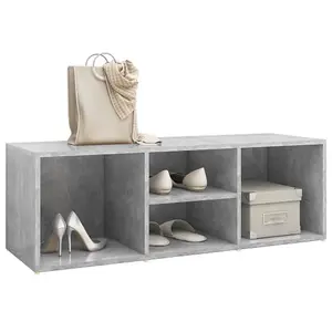 Berkfield Shoe Storage Bench Concrete Grey 105x35x35 cm Engineered Wood