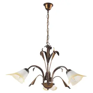 Luminosa Lucrezia 3 Light Multi Arm Pendant Ceiling Light, Bronze