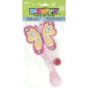 Unique Party Butterfly Bat and Ball Game Pink/Yellow (One Size)