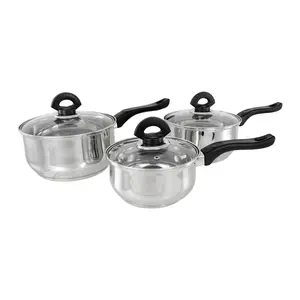 Buckingham Induction Stainless Steel Saucepan Set with Glass Lids , 3 Piece