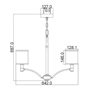 Elstead Prospect Park 5 Light Multi Arm Chandelier Satin Nickel, Chrome Finish, E27