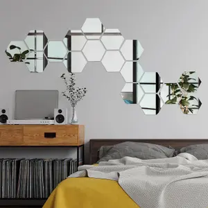 Walplus Hexagonal Mirror Sticker Wall Sticker Bedroom Home Decorations