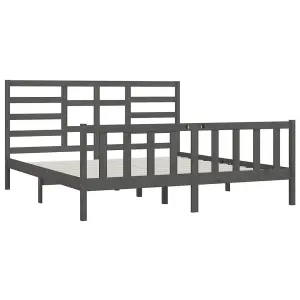 Berkfield Bed Frame Grey Solid Wood Pine 200x200 cm