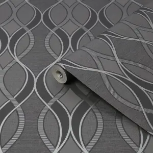 Sublime Ribbon geo Silver Smooth Wallpaper Sample