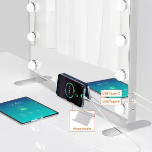 Yohood LED Makeup Mirror with 14 Dimmable Bulb, 3 Color Modes - 60 x 53 cm