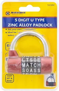 5 Digit Combination U Type Zinc Alloy Padlock Security Gates Sheds Waterproof