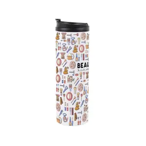 Beautician Travel Mug - Novelty Trades Gift Stainless Steel Vacuum-Sealed Double-Walled Hot/Cold Drinks Travel Flask