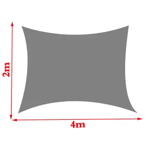 SunDaze 4x2m Sun Shade Sail Rectangle HDPE Breathable UV Block Sunscreen Grey with Free Rope