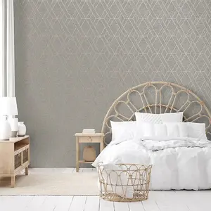 Fine Decor Miya Grey Metallic Geometric Textured Wallpaper FD43152