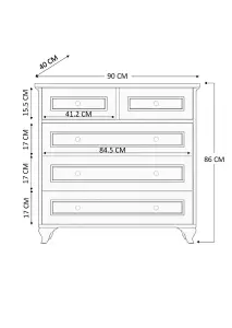 ANNE 3+2 White Chest Of Drawers