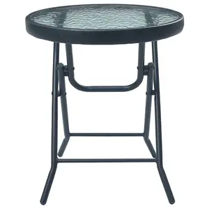 Berkfield Bistro Table Black 40x46 cm Steel and Glass