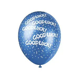 Unique Party Latex Pearlised Good Luck Balloons Blue/White (One Size)