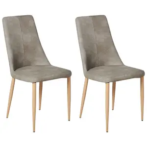 Set of 2 Dining Chairs CLAYTON Faux Leather Light Grey