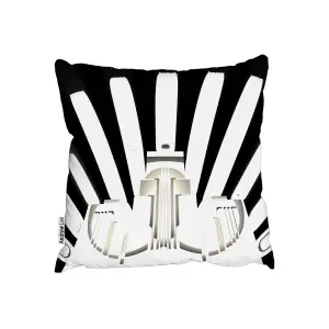 Cushions - Art Deco Skyscraper in Black & White (Cushion) / 60cm x 60cm