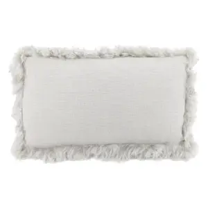 Grey Linen Cushion Sheepskin Trim 45x45cm