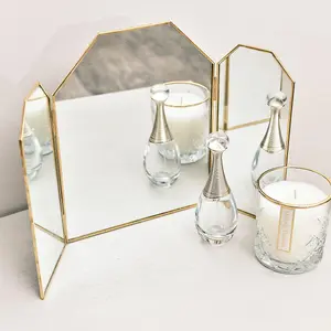 Melody Maison Small Gold Triple Dressing Table Mirror 41cm x 25.5cm