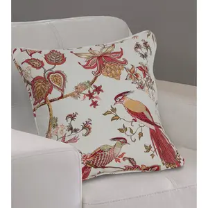 Channelview Floral Square Throw Cushion With Filling Terracotta