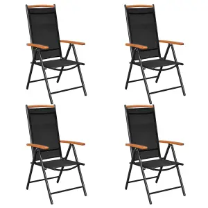 Berkfield Folding Garden Chairs 4 pcs Aluminium and Textilene Black