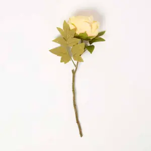 Homescapes Artificial Stem of Dried Yellow Peony Flowers, 48 cm