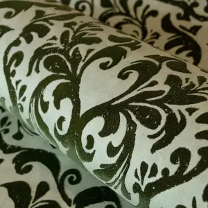 Galerie Urban Classics Sage Green Mayfair Flocked Damask Wallpaper Roll