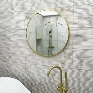 Brushed Brass 800mm x 800mm Plain Round Frame Mirror (13628)