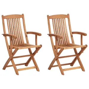 Set of 2 Garden Chairs MAUI II Acacia Wood Light Wood