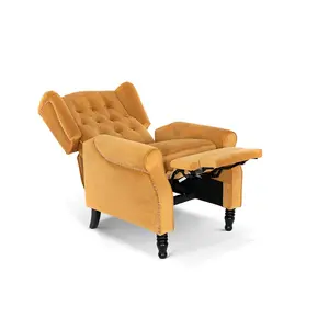 Velvet Gold Marianna Manual Recliner Wingback Chair