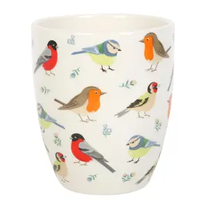 Indoor Ceramic Bird Print Plant Pot (H13 x W11 cm)