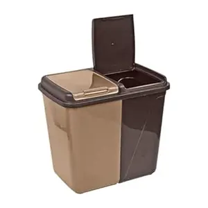 Plastic Handle Multi-Compartment Rubbish & Recycling Bin - 90L Brown/Chocolate / 58cm H x 56cm W x 37cm D