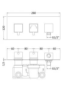 Square Concealed Twin Thermostatic Shower Valve With Diverter (1 Outlet) - Chrome - Balterley