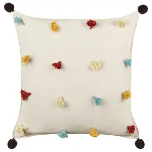 Set of 2 Cushions FUSSEL Cotton 45 x 45 cm For Kids Tufted Light Beige