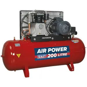 200 Litre 5.5hp 3-Phase Belt Drive Air Compressor with 2-Stage Pump System