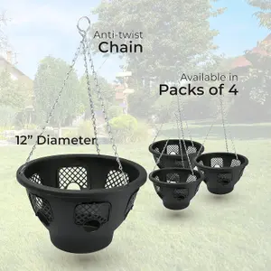 DIVCHI 12 Inch Indoor Outdoor Balcony Patio Hanging Basket Set of 4