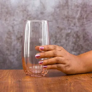 Queensway Home & Dining 500ml 12 Pcs Linka Pink Coloured Glassware Cup Tall Short Cocktail Tumblers Sets