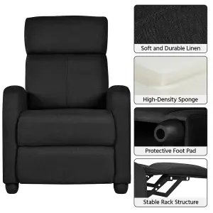 Yaheetech Black Modern Fabric Recliner Sofa with Pocket