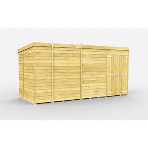 DIY Sheds 13x7 Pent Shed - Double Door Without Windows