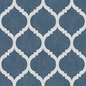 Muriva Blue Geometric Shimmer effect Embossed Wallpaper