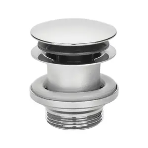 McAlpine Stainless Steel Dome Plastic Basin Waste Chrome Plated 1.25" Spring Loaded Mushroom CWP60-SSP