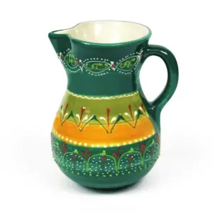 Classic Spanish Hand Painted Pattern Home Decor Large Pourer Jug 2L Orange/Green