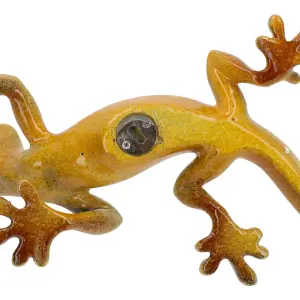 Yellow Speckled Gecko Lizard Resin Wall Shed Sculpture Statue House Large